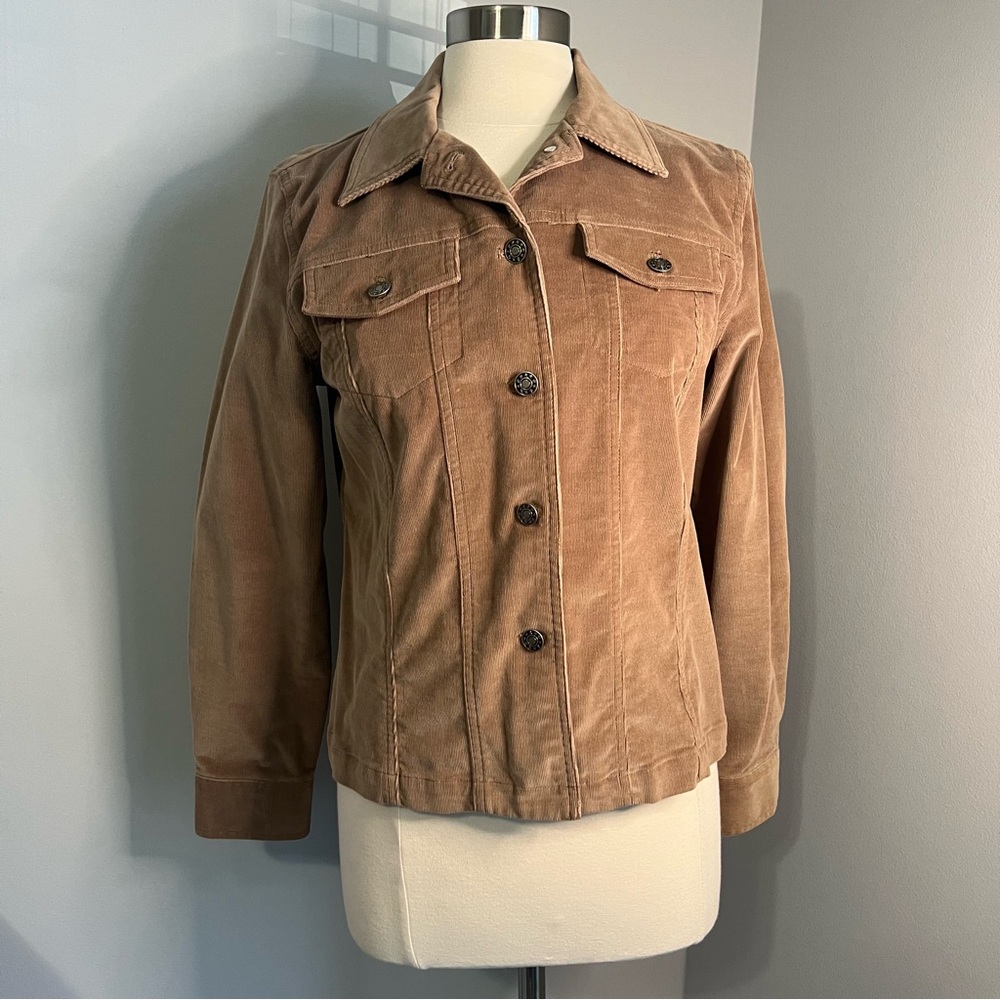 Rafaella 10 Light Brown Long Sleeve Button Up Short Corduroy Jacket